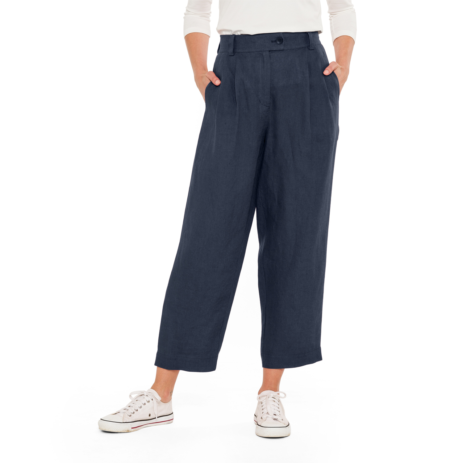 Bundfaltenhose aus reinem Leinen