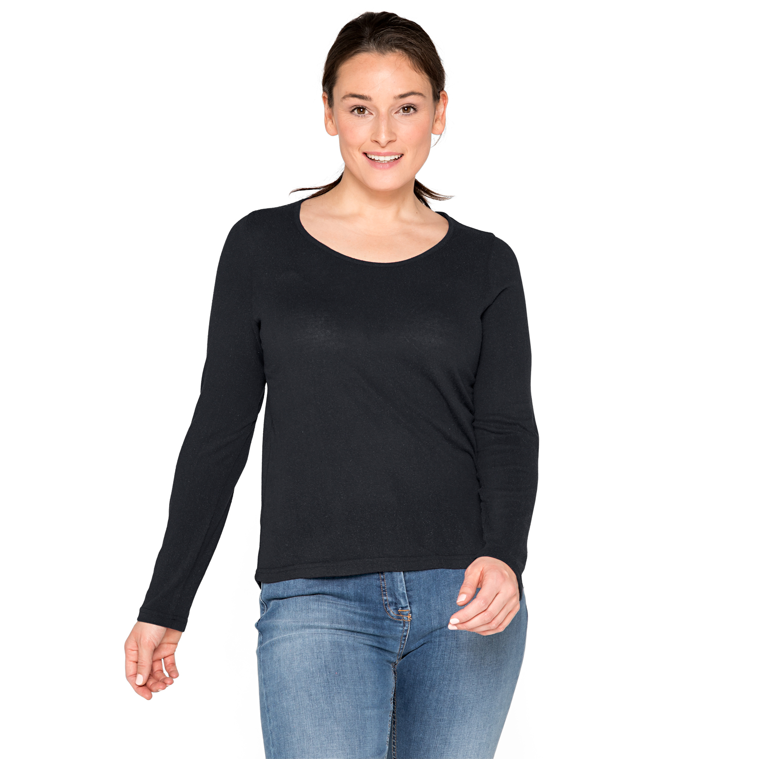 Langarmshirt aus reinem Bourretteseiden-Jersey