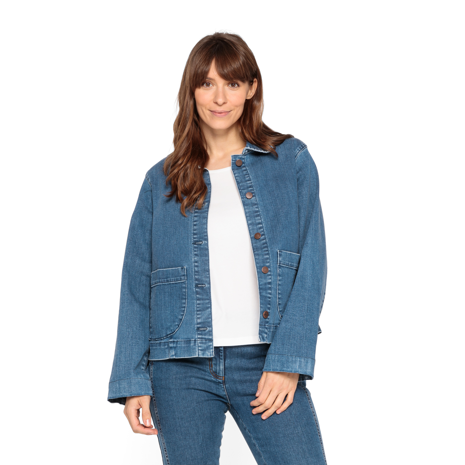 Jeansjacke mit Bubikragen aus Bio-Baumwolle