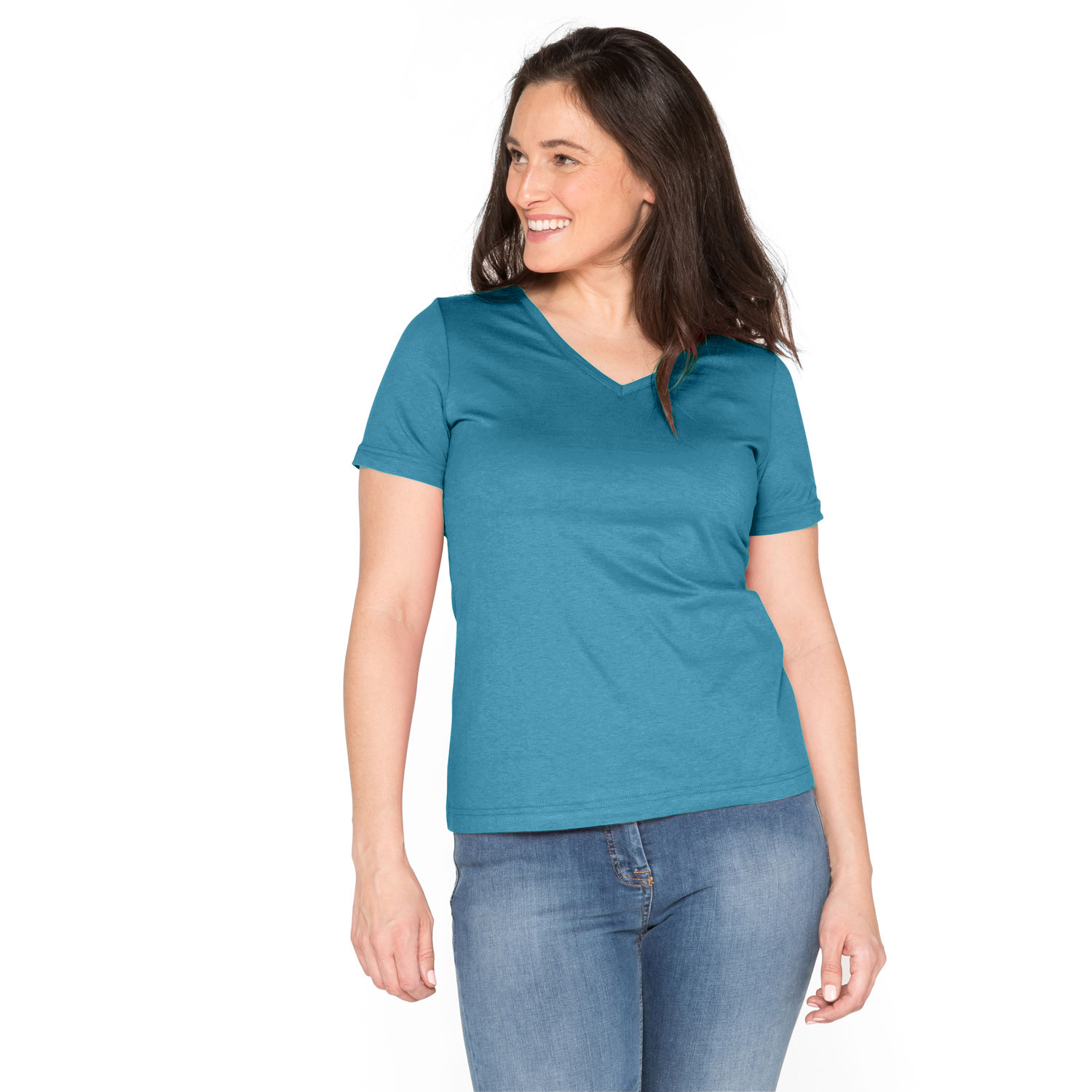 T-Shirt mit V-Ausschnitt aus reiner Bio-Baumwolle