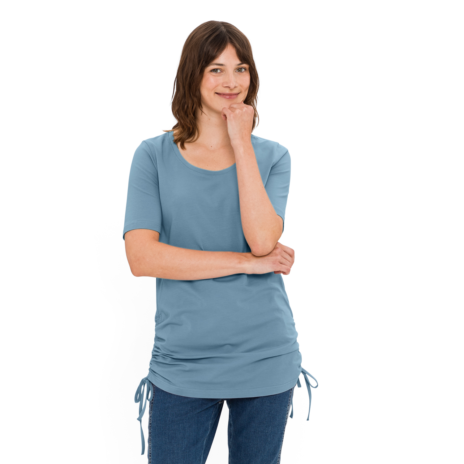 T-Shirt mit gerafftem Saum aus Bio-Baumwolle T-Shirt mit gerafftem Saum aus Bio-Baumwolle