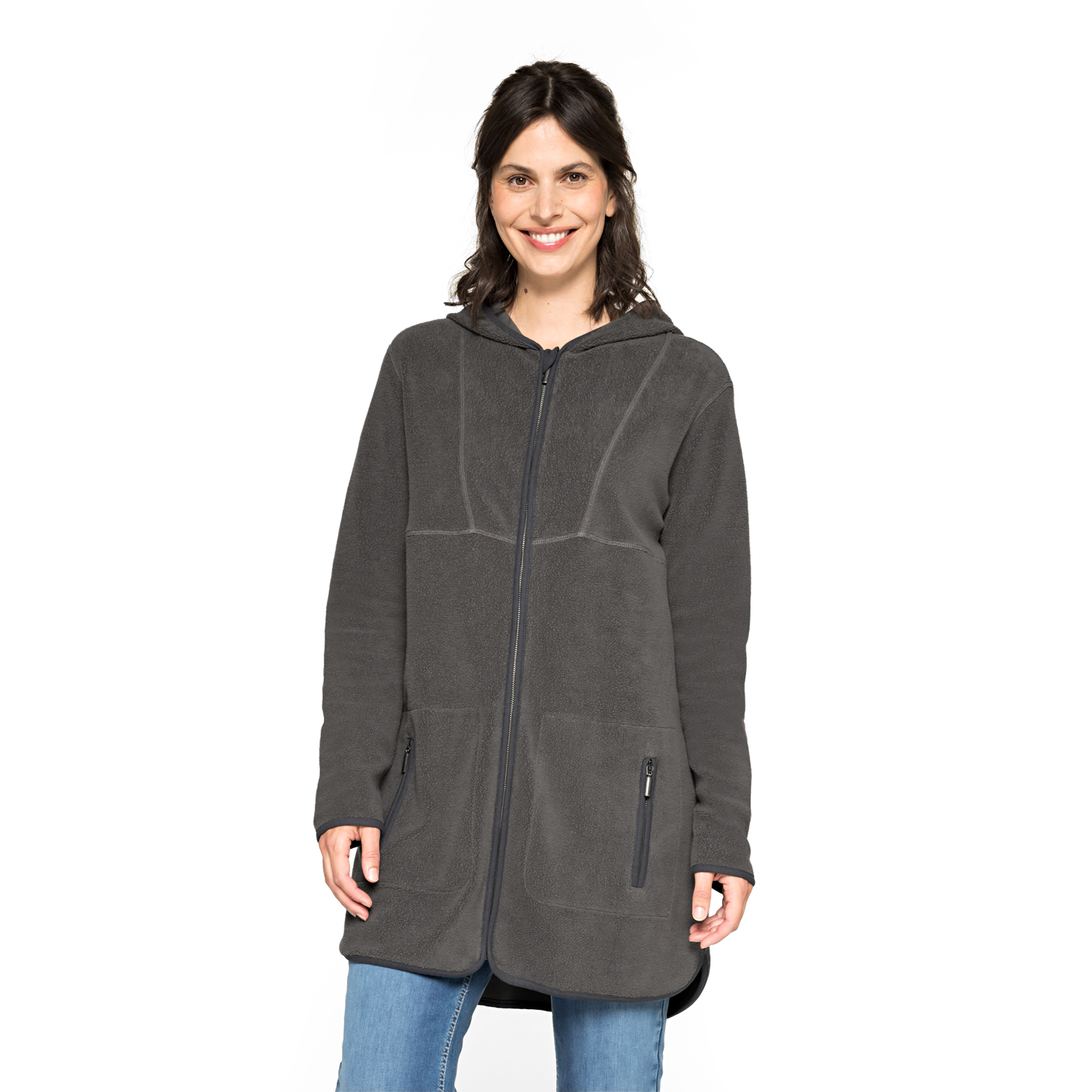 Fleecejacke mit Kapuze aus Bio-Baumwolle
