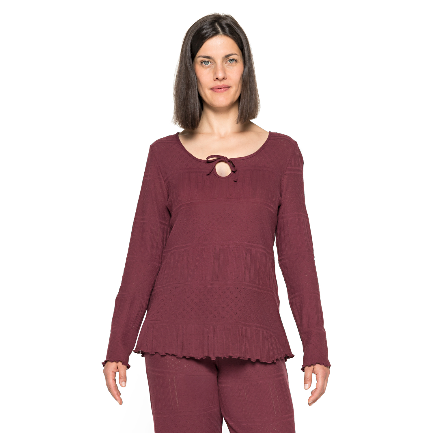 Feminines Ajour-Shirt mit Tropfenausschnitt