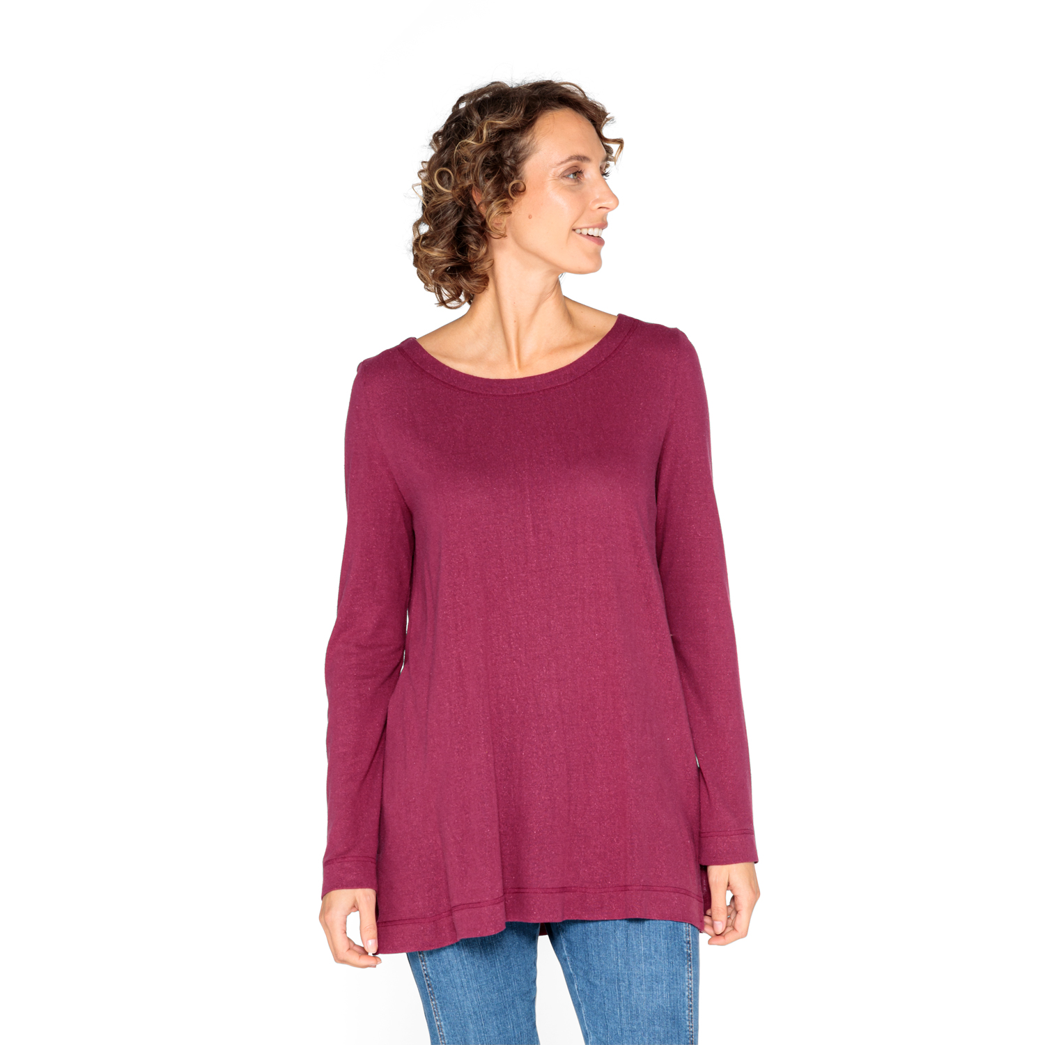 Langarmshirt aus reinem Bourretteseiden-Jersey Langarmshirt aus reinem Bourretteseiden-Jersey