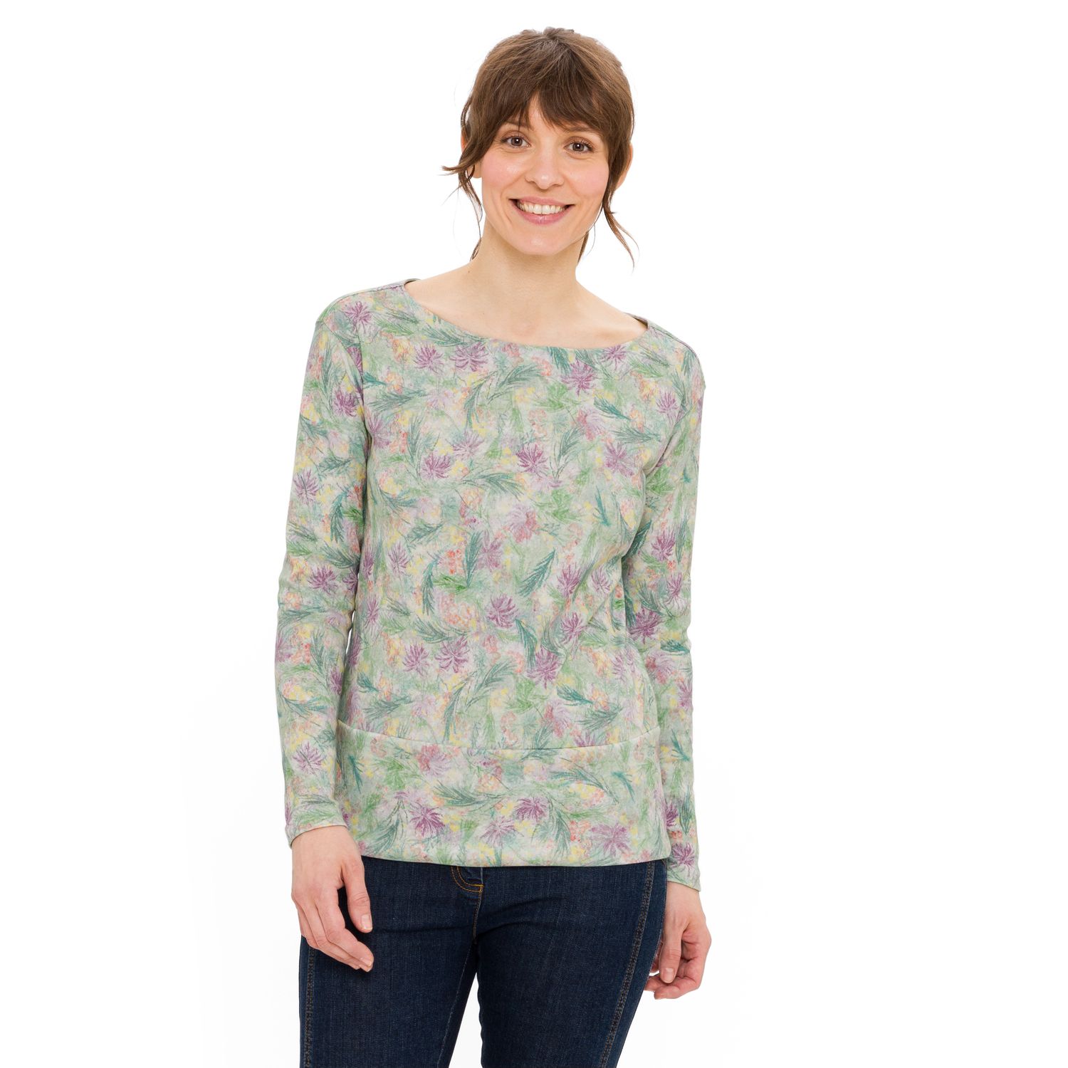 Boothals print shirt van puur biologisch katoen